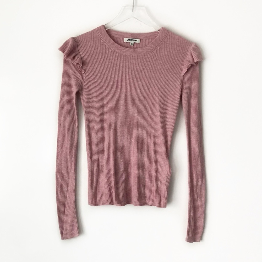 Madewell ruffle sleeve pullover sweater